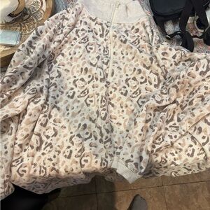 Leopard Print Zip-Up Sweater aerie